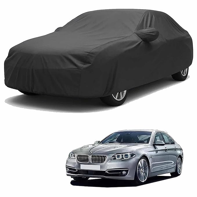 Sulfar 100% Water Resistant Car Body Cover Compatible with Mirror for BMW 525i (Triple Stitched, Full Bottom Elastic, Dark Grey)