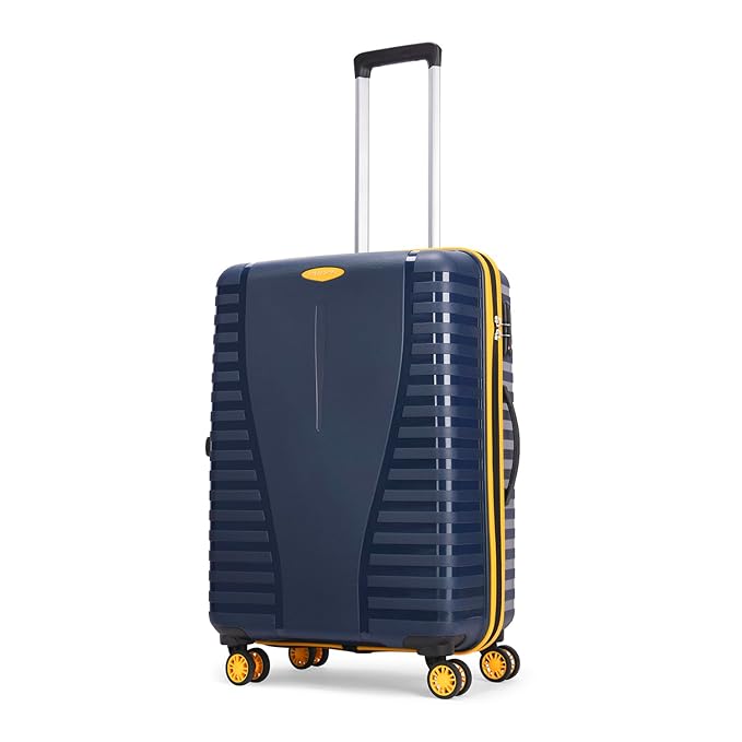 Aristocrat Medium Airpro Plus Check-in 66 Cm() 8 Wheel Spinners Trolley Bags for Travel Hard Case Luggage, Lightweight Bag with TSA Lock & Anti-Theft Zipper(Blue), Black