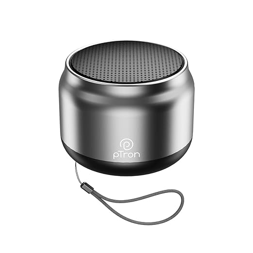 pTron Newly Launched Fusion Hook v2 6W Bluetooth Speaker with 8 Hrs Playtime, 2.04" Neo Driver for Pristine Sound, Mini Size Portable Speaker, BTv5.1 Connectivity,TWS Feature & Type C Charging(Silver)