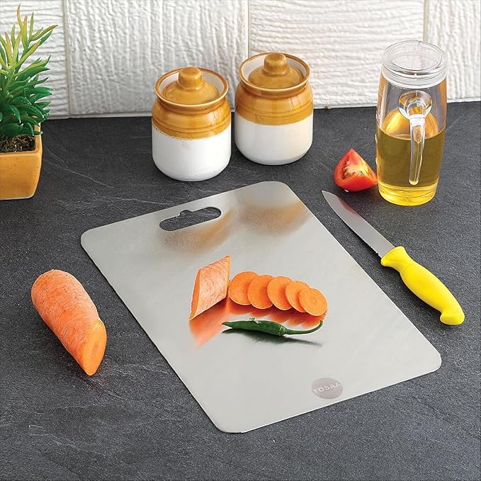 Tosaa (DP-101) Stainless Steel Chopping Board Vegetable,Fruit Cutting, Kneeding, Cake Prep, Heavy Duty Chopping-Board - 1.5MM