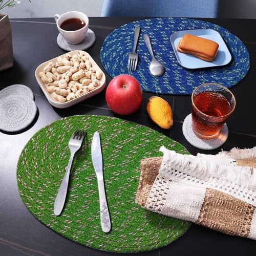 Status Multi-Purpose Braided Place Mat for Indoor Kitchen, Hall, and Room - Durable Mat for Home Decor 30x50 cm Multi-Color (Pack of 2) (Color May Vary)