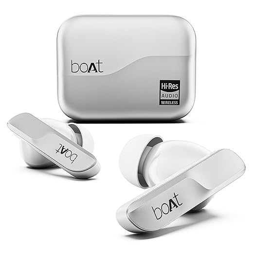 boAt Airdopes 800 HiDef, Hi-Res Audio LDAC, 4Mic ENx, App Support, ASAP Charge, IPX5, Low Latency, Dual Pairing, BTv5.3, Bluetooth TWS in Ear Earbuds Wireless Earphones (Sterling Silver)