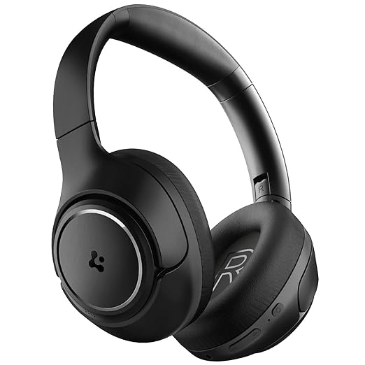Spigen Audio Newly Launched SA-HP P10 Wireless Over Ear Headphones with 60H Playtime, Upto 43dB Multi-Mode Adaptive ANC Pro, EQ Customizing App, 5-MIC, Gaming Mode, 40mm Driver - Black