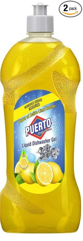 Puerto Dishwash Gel Refill Can, (Lemon) - 750 ml (Pack of 2)| Leaves No Residue and foul smell| Grease Cleaner For All Utensils |Super Saver Pack