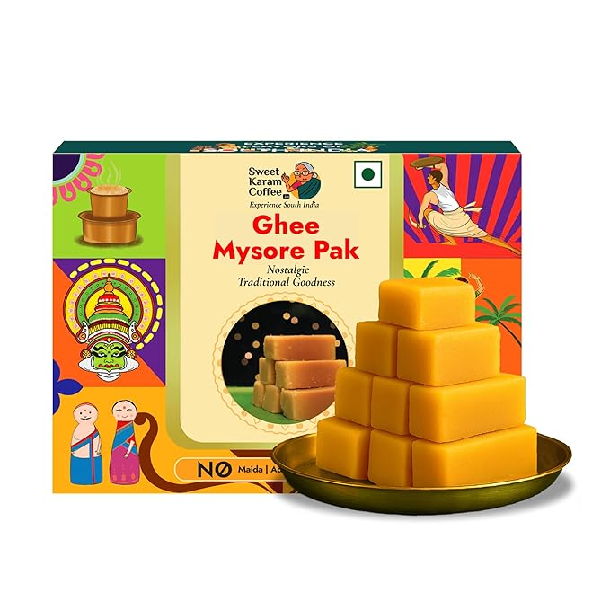 Sweet Karam Coffee Ghee Mysore Pak  -  100grams | Traditional South Indian Sweet | Made with Pure Ghee | No Refined Sugar | Soft & Rich Texture | Homemade Mithai | Festive Treat