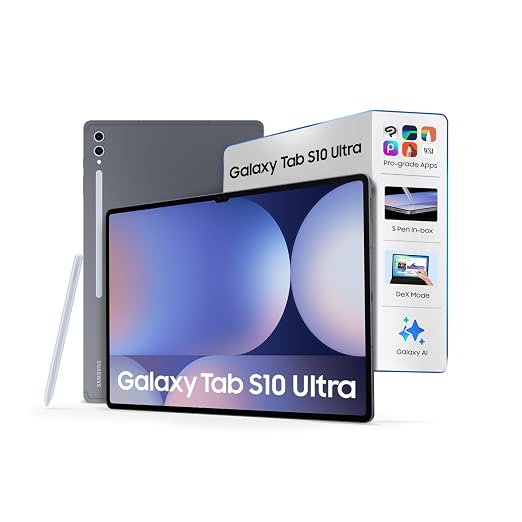 Samsung Galaxy Tab S10 Ultra [Smartchoice], S Pen in-Box, 36.99 cm (14.6 inch) Dynamic AMOLED 2X Display, 12 GB RAM, 256 GB Storage, Wi-Fi + 5G Tablet, Moonstone Gray