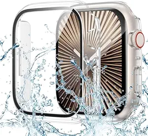 Hard PC Case with Tempered Glass Screen Protector Compatible with Apple Watch Series 9 (2023) Series 8 Series 7 41mm, Thin Scratch Resistant Cover for iWatch S9/S8/S7