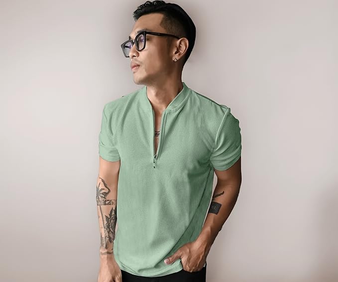 Jump cuts||Henley Tshirt for Men||Half Sleeve|| Waffle Regular Fit Tshirt for Men