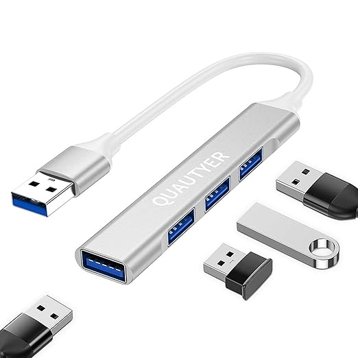 USB Hub for Laptop, USB Multiport Adapter Multiple USB Port Extender USB a hub USB Splitter 1 in 4 Out with USB 3.0 hub 4 Port USB hub for PC, Mac, Mouse, HDD, Keyboard,iMac,Flash (Crystal Silver)