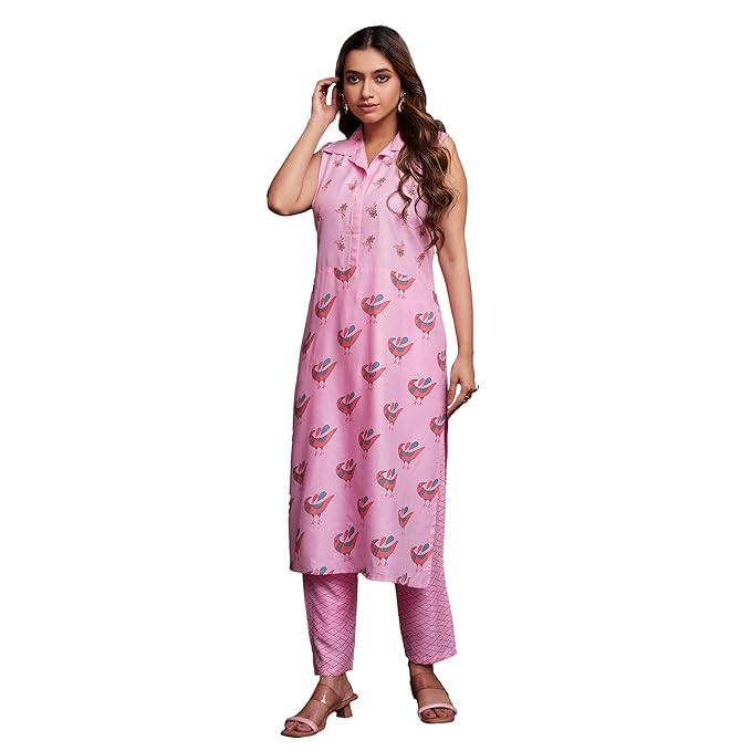 Kurta Set for Women Viscose Rayon Kurta Printed With Pant