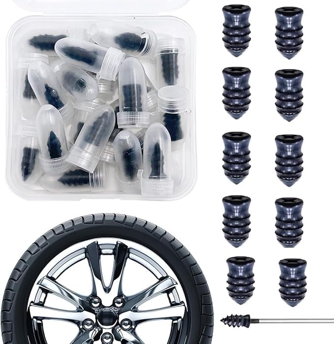 jankylabh 10 Pieces Tire Repair, Rubber Nail Tire Plug, Car Tire Repair Nails, Rubber Screws for Tires Fast Tire Repair Tool for Car Motorcycle ATV Tire Puncture Repair(5 S + 5 L)