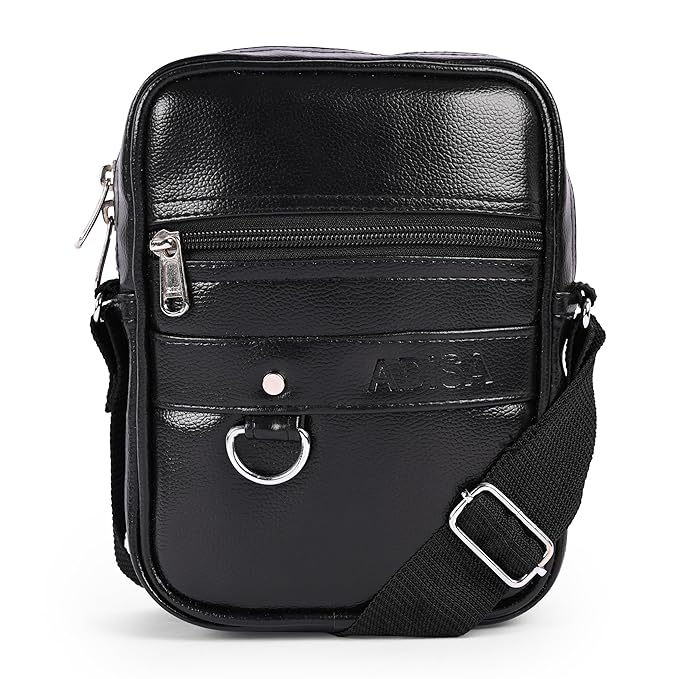 ADISA Faux Leather Unisex Sling Cross Body Travel Office Messenger Bag (MS9011-TAN)