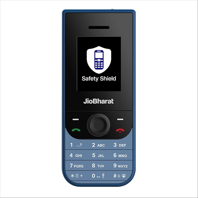 JIO JioBharat V3 4G Keypad Phone with Safety Shield Feature, JioTV, JioHotstar, JioSaavn, JioPay (UPI & SoundPay), LED Torch, Digital Camera, 1000mAh Battery | Blue | Locked Network