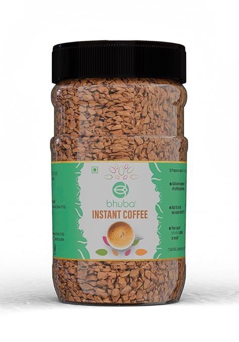 bhuba Instant Coffee Powder Jar 50G | Made With Arabica And Robusta Beans Coffee Granules | Rich Aroma Freeze Dried Instant Coffee Powder | Medium Roast
