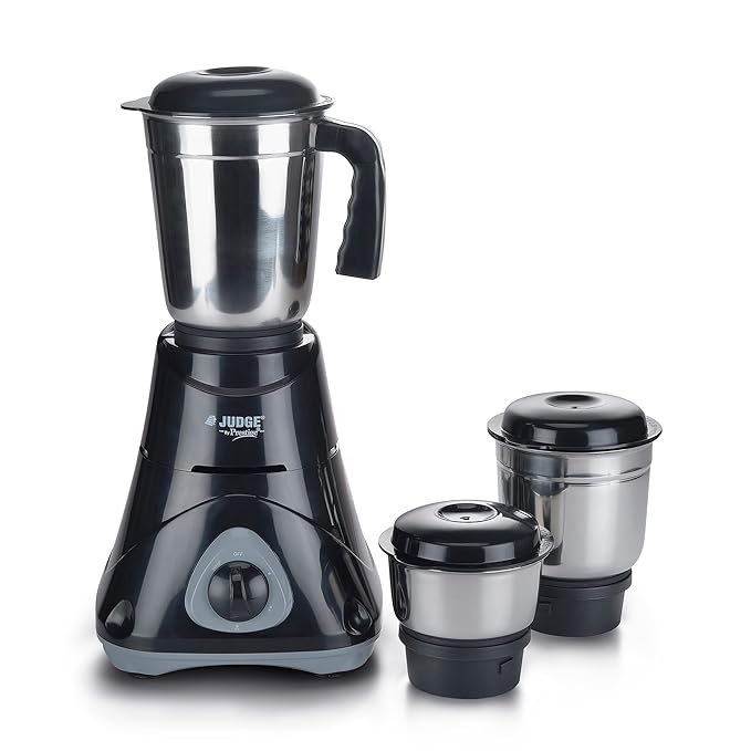 Judge by Prestige 500 Watts ACE Mixer Grinder with 3 Stainless Steel Jars| 3 Efficient Stainless Steel blades| Overload Protector| Sturdy Handles| Black