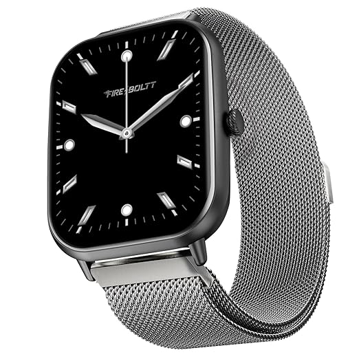Fire-Boltt Ninja Call Pro Max Ultra Bluetooth Calling Smart Watch, 2.01" HD Display, 120+ Sports Modes, Health Suite, AI Voice Assistance, SpO2 Smartwatch for Men & Women - Silver Link