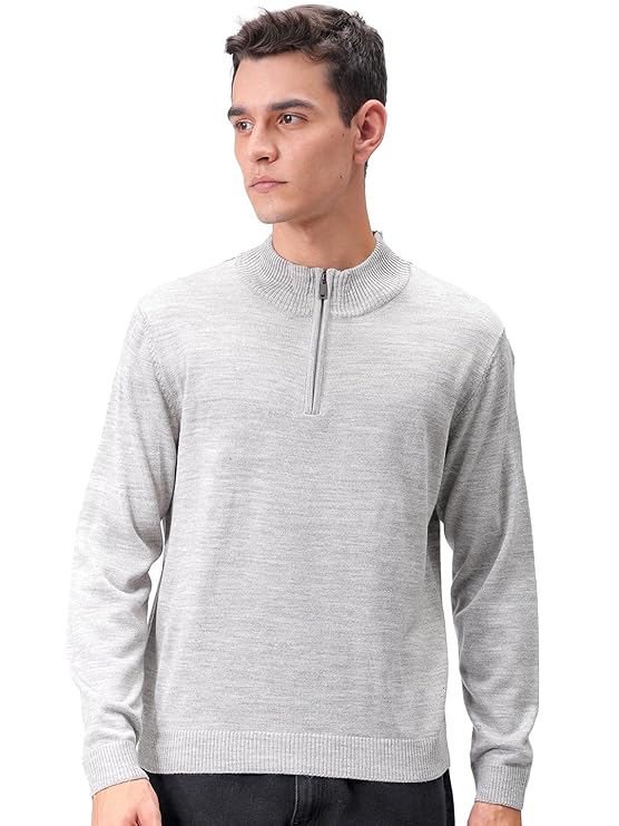 The Indian Garage Co Men Relaxed Fit Solid High Neck Sweater