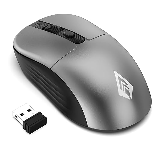 Archer Tech Lab Wireless Mouse, 2.4GHz USB Nano Receiver, 3 DPI (800/1200/1600), Ergonomic Lightweight Design 55g, 10M Range, Plug & Play, 2 Million Clicks, for Windows PC/Laptop (Precision 100-Grey)