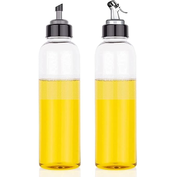 HomeWiz plastic Oil Dispenser 1 Litre | Pack of 2 | Transparent, Leak-Proof, BPA-Free Oil Container for Cooking Oils & Vinegar | Kitchen accessories items for home | 2000ml |