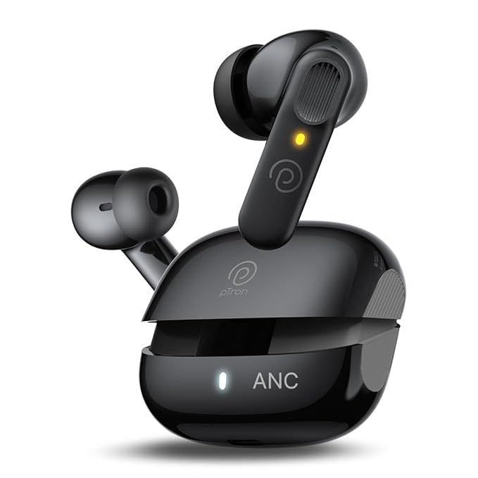 pTron Zenbuds 1 V2 ANC Bluetooth V5.3 in Ear Earbuds, 32Db Quietsound Tech, 13Mm Hyperdrivers with 4D Panaromic Audio, 4 Quadpro ANC Mics, 40Ms Low Latency Game/Music Modes & IPX5 (Jet Black)