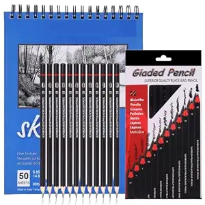 Corslet Set of 13 Drawing Kit 12 pc Drawing Pencils Set Sketch Pencil Shading Sketching Kit Graphite Artist Stationary Material for Adults Professional Artist Kit & 50 Sheets 100 Pages A5 Sketch Book