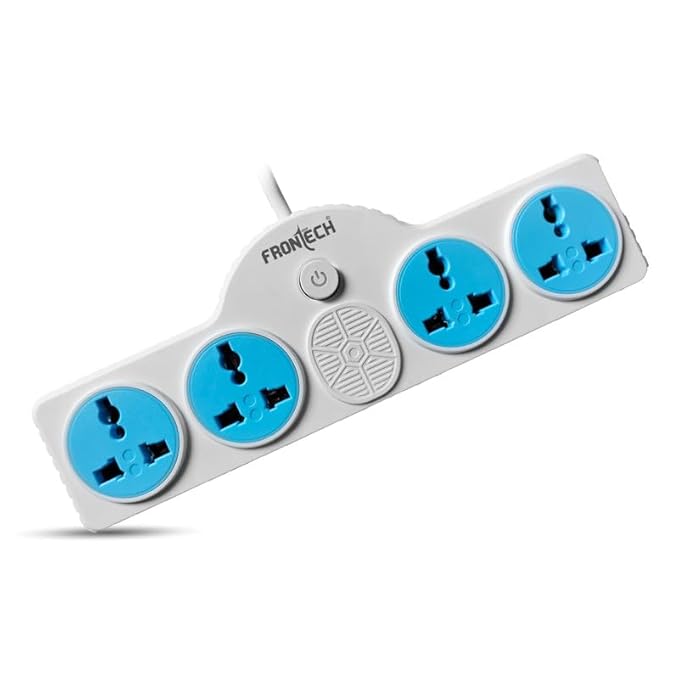 FRONTECH Power Connector | 4 Universal Sockets | 250V-10A | 1.5 Meter Cable| 1 Soft Touch Switch| LED Indicator - Equal Power Distribution, (3547- Multicolor)