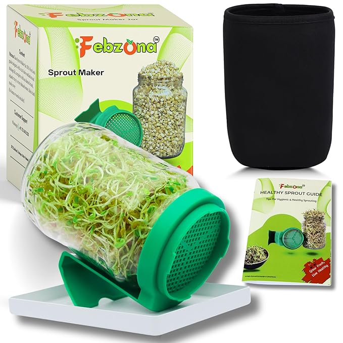 Sprout Maker Jars, Sprouting Glass Jar Design Is Registered In IP India, Green, Pack of 1, 720 ml