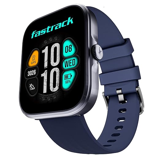 Fastrack Discovery Smart Watch, 4.9 CM AMOLED Display, SingleSync BT Calling, Built-in GPS, 100+ Multisport, Auto Recognition of Multisport, 5 Days Battery Life, 100+ Smartwatch Faces (Blue)