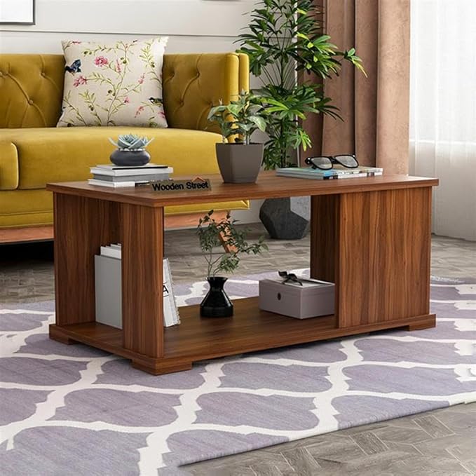 Wooden Street Irwin Engineered Wood Coffee Table for Living Room | Solid Frame and Termite Resistant Center Table with Storage | 1 Year Warranty | (Exotic Teak Finish) | 36 L x 20 W x 16 H Inches