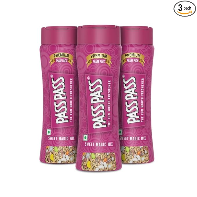 Pass Pass Sweet Magic Mix Spice-Based Mouth Freshener | Digestive, High in Fiber & Antioxidants | For Fresh Breath | Pack of 3-115g Each