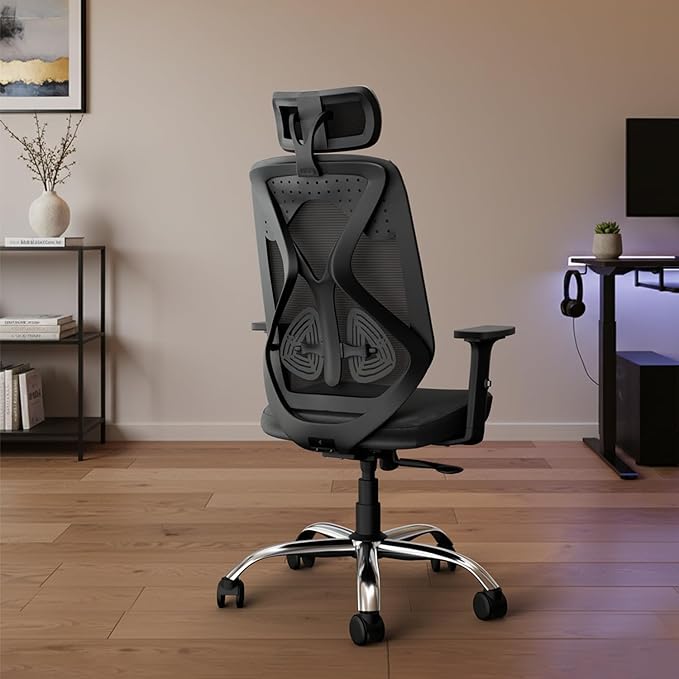 Vergo Transform Classic Ergonomic Mesh Office Chair, High Back, Lumbar Support, Adjustable Armrests, Single Tilt-Lock Recline, Heavy-Duty Metal Base, WFH/Study/Computer Desk (Black)