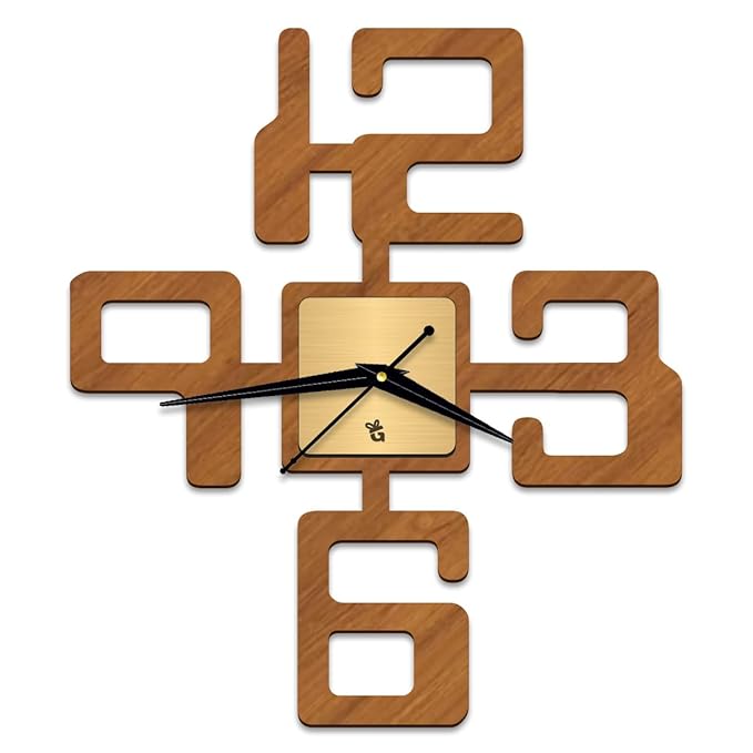 Elegant Woodent Wall Clock - Digital Numbers Design, 12 inches Best for Gift and Home Decor