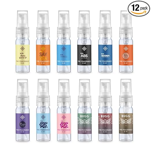 RIYA Xploriya Next Generation Men & Women Trial Pack of 12 X 5ml Pocket Perfumes | Long Lasting | Travel Friendly Eau De Parfum | Citrus, Woody, Floral | Musk | Amber