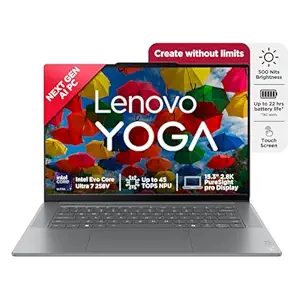 Lenovo Yoga Slim 7 Aura Edition, Intel Core Ultra 7 258V, 32GB RAM, 1TB SSD, WUXGA OLED, Copilot+ AI PC, 47 Tops, 15"/38.8cm, Windows 11, Office 2024, Grey, 1.53Kg, 83HM004NIN, AI Laptop