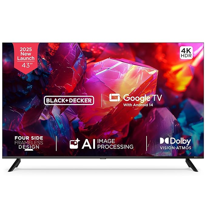 [Apply Coupon] - BLACK+DECKER 109 cm (43 inches) A1 Series 4K Ultra HD LED Smart Google TV BXTVGU43UD2875ATIN (Black)