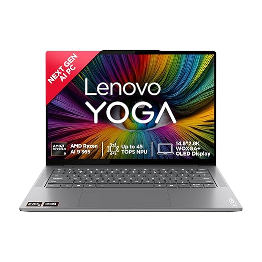 Lenovo Yoga AMD Pro 7 Ryzen AI 9 365 (32GB RAM/1TB SSD/Copilot+PC/14.5"(36.8cm)/2.8K WQXGA+OLED/120Hz/Windows11/Office Home 2024/Grey/1.54Kg), 83HN0027IN AI Laptop