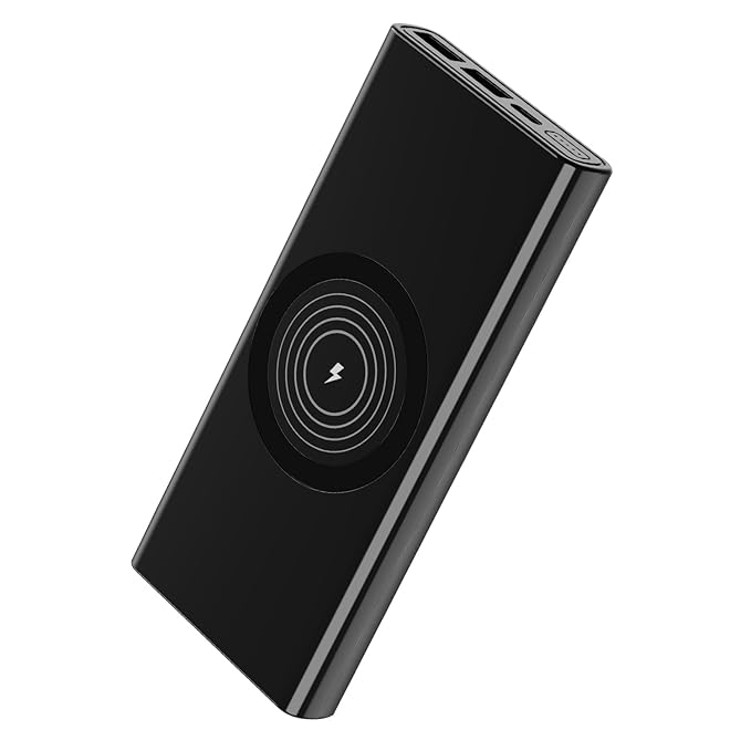 boAt EnergyShroom PB310 Wireless Pro 10000mAh Powerbank | 15W Wireless & 22.5W Wired Charging, Non-Skid Surface w/ 1x Input & 3X Output Ports, Pass-Through Charging & Aluminium Casing (Carbon Black)