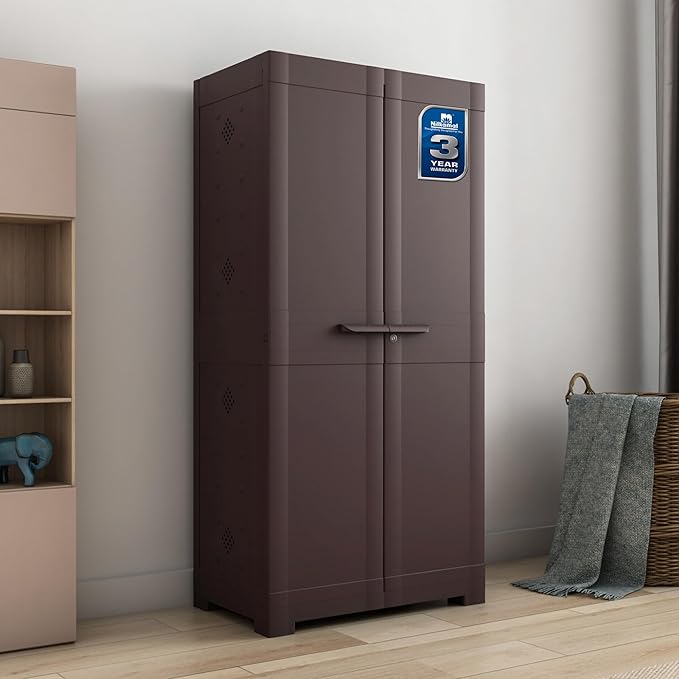 Nilkamal Freedom Large 18 (FMSC18) Shoe Rack Plastic Cabinet with Dustproof Door  -  Shoe Rack for Home, Chappal Stand for Home Indoor & Outdoor, Shoes Rack Plastic with Door (Weather Brown)