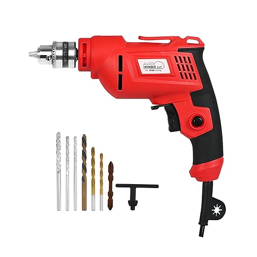 [Apply Coupon] - WONDERCUT Electric Drill WC-EDRF10-R+7, 550W, Copper Armature, 2800 RPM, Chuck 10 mm Forward/Reverse for Wood & Metal Work with Variable Speed Control With 7 Bits