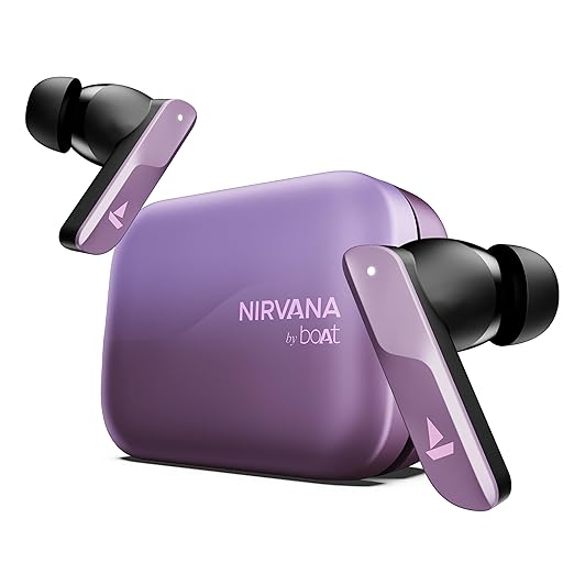boAt New Launch Nirvana X TWS, Knowles Dual Drivers,Hi-Res Audio LDAC,App Support,ENx,Dual Pair,Spatial Audio,Fast Charge, Bluetooth Earbuds, TWS Ear Buds Wireless Earphones with mic (Smoky Amethyst)
