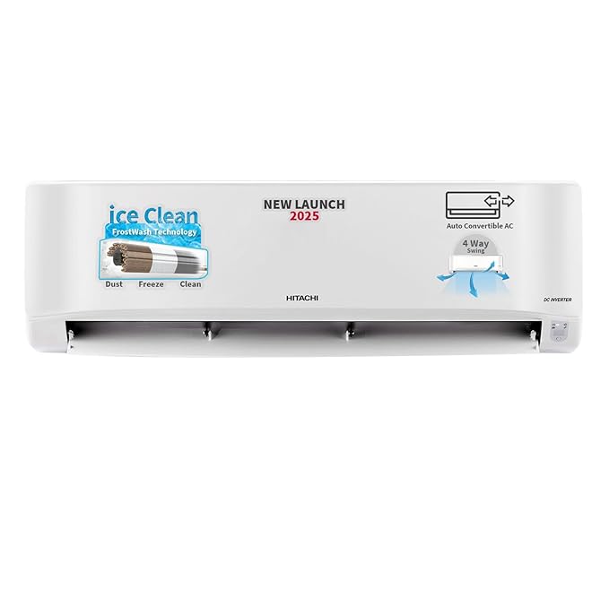 [Apply Coupon] - Hitachi 1.5 Ton Class 3 Star, 4-Way Swing, ice Clean, Xpandable+, Inverter Split AC (100% Copper, Dust Filter, 3400SXL RAS.D318PCCIBS, White)