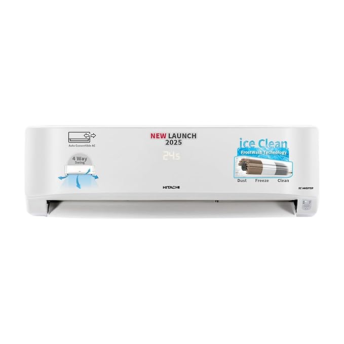 Hitachi 1.5 Ton Class 5 Star Xpandable+ Inverter Split AC (100% Copper, Smart Display, 4-Way Swing, ice Clean, Dust Filter, 5400STXL RAS.G518PCCIBT, White)