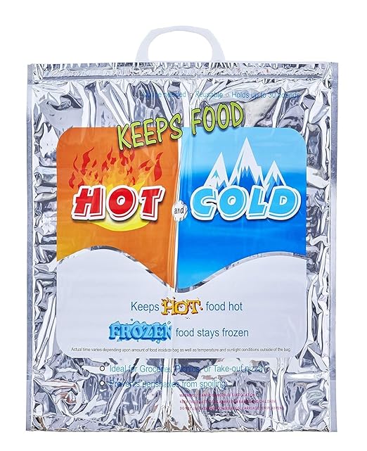 SWOPPLY Hot and Cold Large for Food Storage, Reusable Thermal Bag 3 Layer Protection Aluminium Foil and Frozen Food for Travel, Disposable Cooler, Reinforced Thermal Lunch Bag