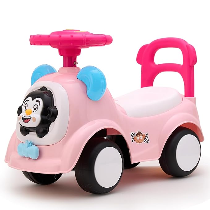 Amazon Brand - Jam & Honey Ride-on Car for Kids | for 24+ Months | Push Car with Backrest | Under Seat Storage | Indoor or Outdoor Toy | BIS Approved | Safe and Fun Toy (Pink)