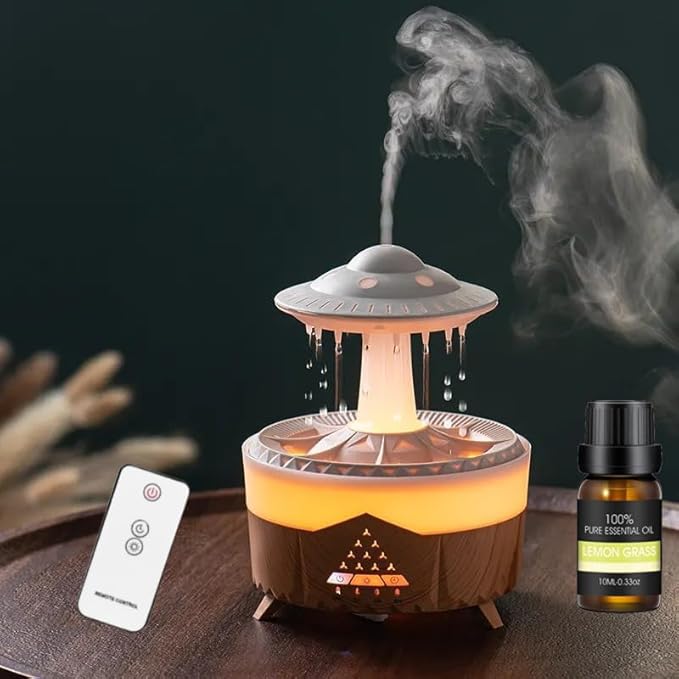 Docoss CloudRain Aroma Diffuser for Home Electric & Humidifier Oil Diffuser for Home  -  Essential Oil Fragrance Diffuser with Remote Control,Room Freshener Scent for Relaxation (Brown)
