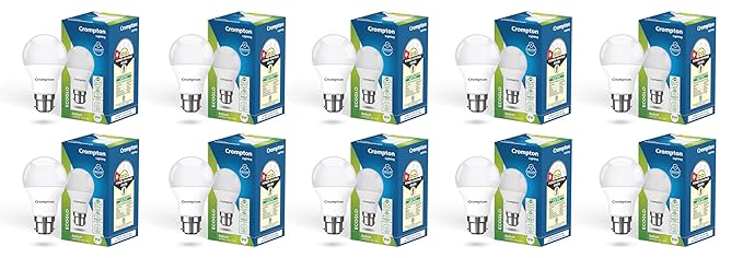 Crompton Param LED Bulb | 9W | Cool Day Light | B22 Base | 180 Degree Coverage | 4kV Surge Protection | 440V High Voltage Protection | Pack of 10