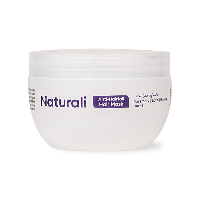 Naturali Anti-Hairfall Hair Mask With Rosemary, Ginseng & Biotin | Repairs Damaged Hair | Promotes Hair Follicle Growth | Paraben & Mineral Oil Free | 200ml