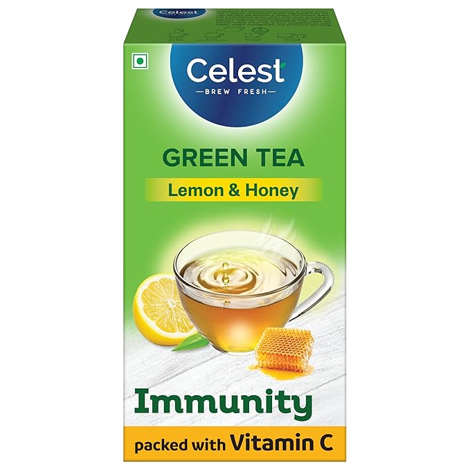 Celest Green Tea Lemon & Honey, with Vitamin C, 100 Teabags | Green Tea with Vit. C