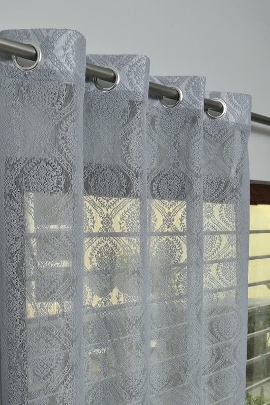 STARNSTYLE Small Window Curtains for Kitchen and Bedroom,ac Window - Grommet Short Semi transparrent cutains Pack of 1 (2 Feet Size) Grey