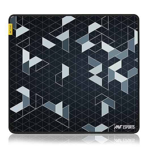 Ant Esports Prism Mouse Pad with Anti-fray Stitching, Waterproof Surface & Non-Slip Rubber Base with Stitched Edges Gaming Mouse Mat for Laptop, Compatible with Laser and Optical Mice  -  Black